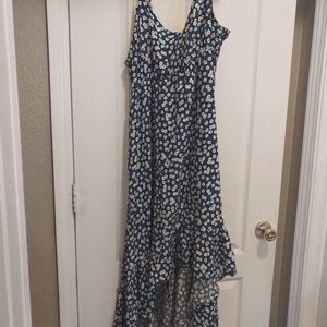 Blue and white floral spring dress